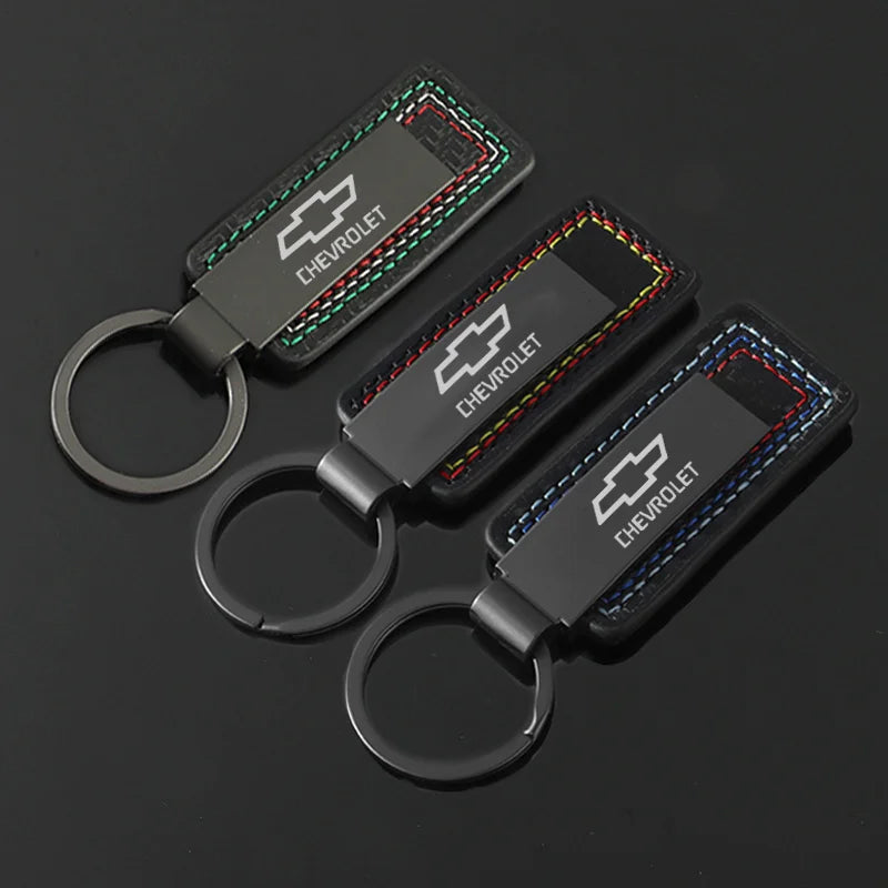 Chevrolet Leather Carbon Fiber Keychain