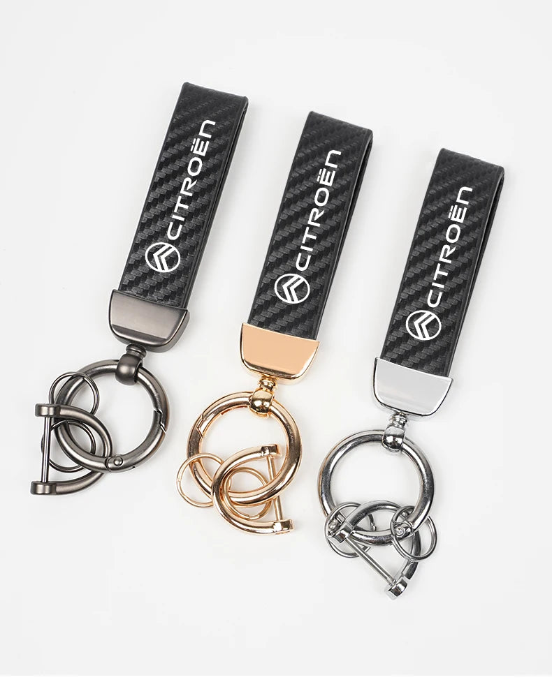 Citroën Leather & Carbon Fiber Keychain