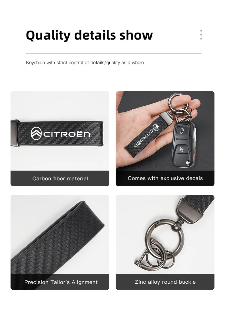 Citroën Leather & Carbon Fiber Keychain