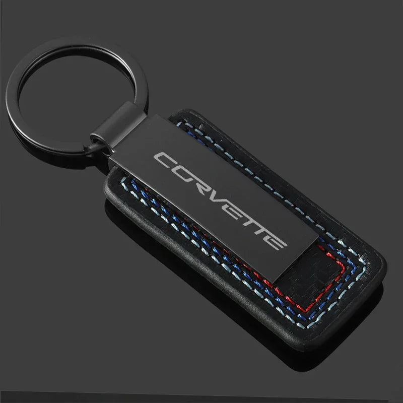 Chevrolet Leather Carbon Fiber Keychain