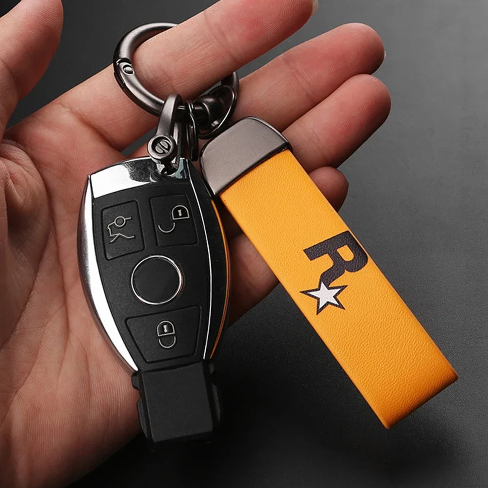 Rockstar Leather Keychain