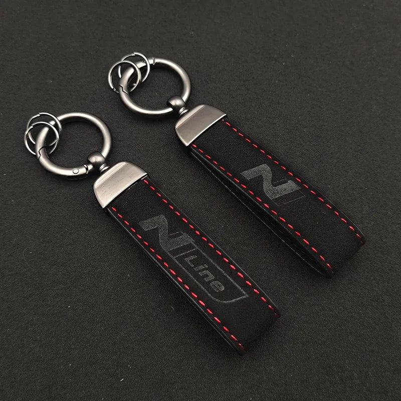 Hyundai N Line Leather Keychain