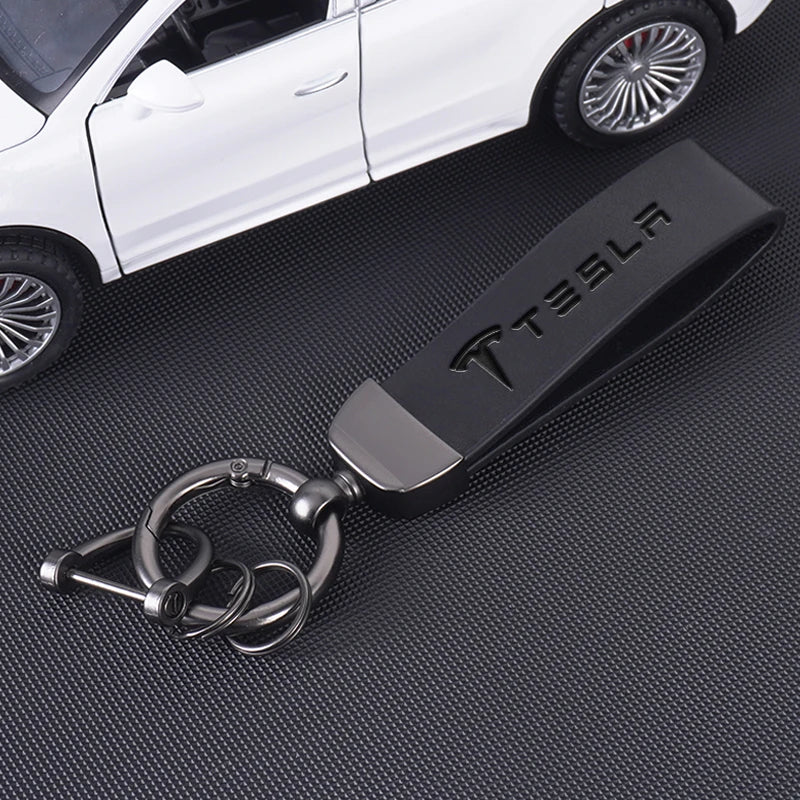 Tesla Leather Keychain