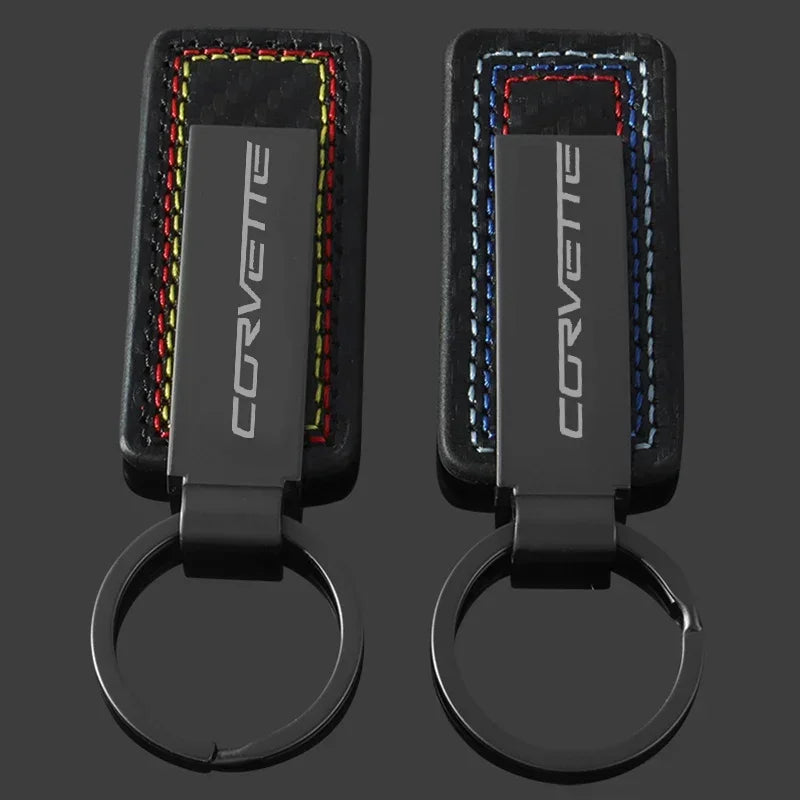Chevrolet Leather Carbon Fiber Keychain