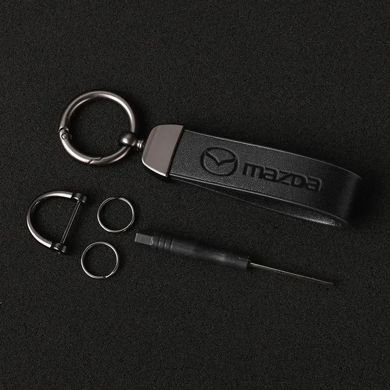 Leather Mazda Keychain