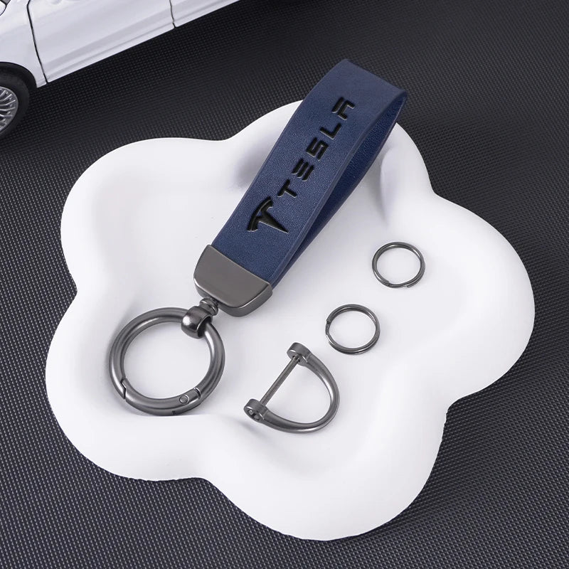 Tesla Leather Keychain