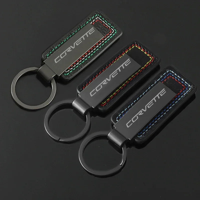 Chevrolet Leather Carbon Fiber Keychain