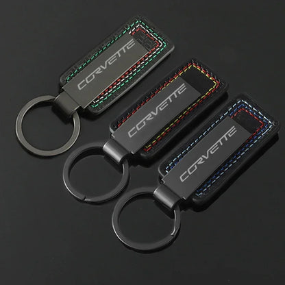 Chevrolet Leather Carbon Fiber Keychain