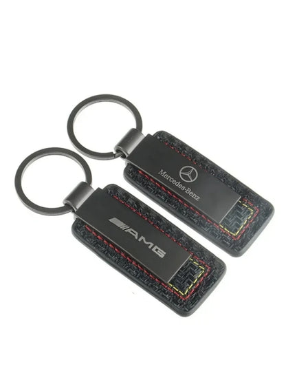Mercedes Carbon Fiber Leather Keychain