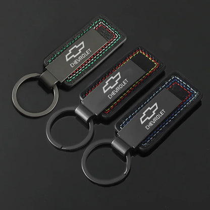 Chevrolet Leather Carbon Fiber Keychain