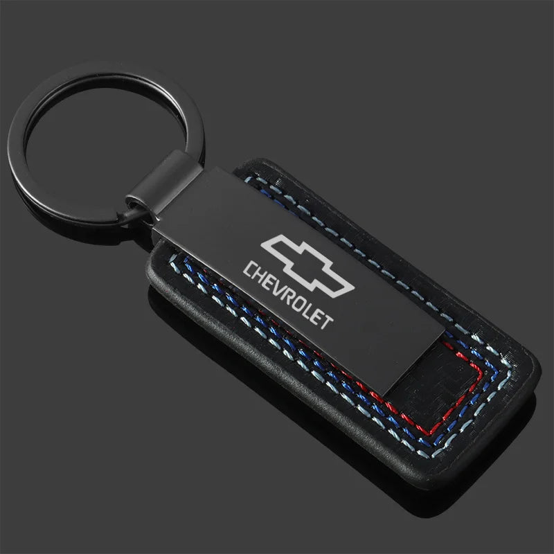 Chevrolet Leather Carbon Fiber Keychain