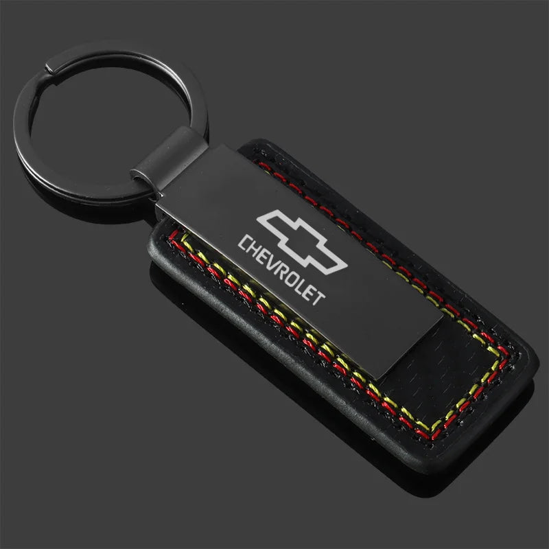 Chevrolet Leather Carbon Fiber Keychain