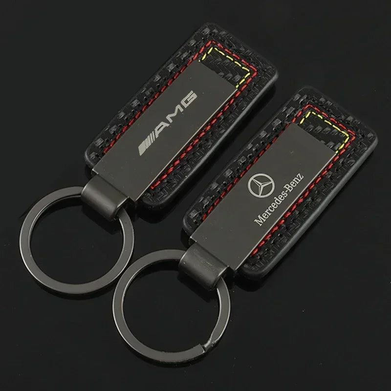 Mercedes Carbon Fiber Leather Keychain