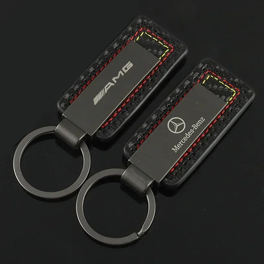Mercedes Carbon Fiber Leather Keychain