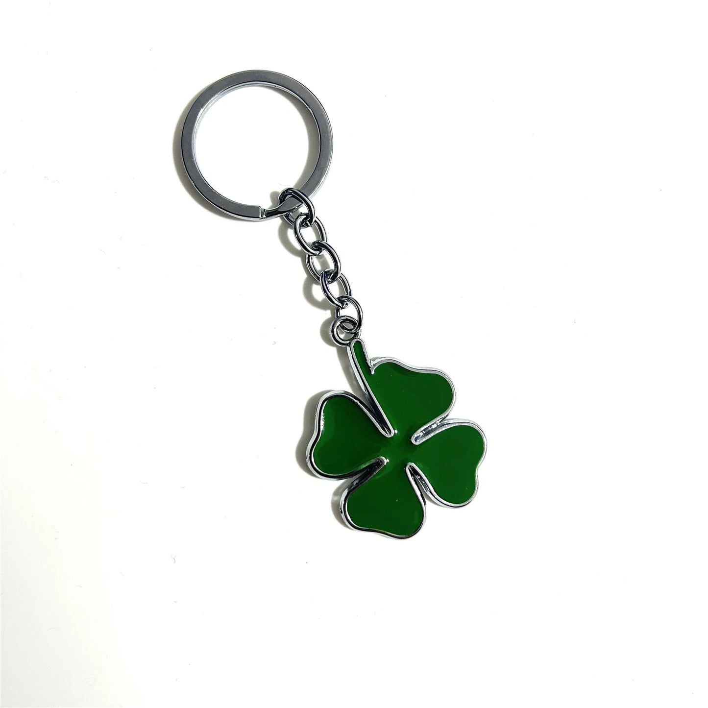 Green Four-Leaf Alloy Keychain