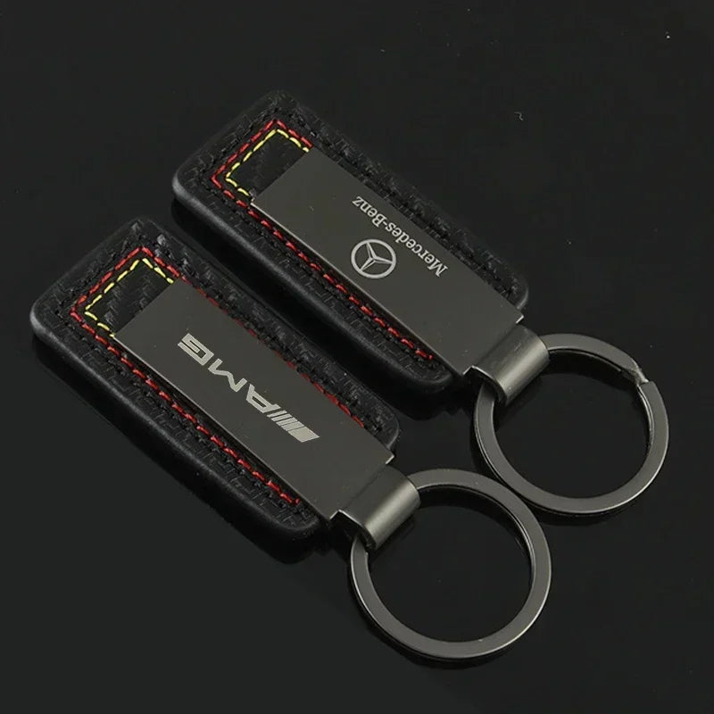 Mercedes Carbon Fiber Leather Keychain