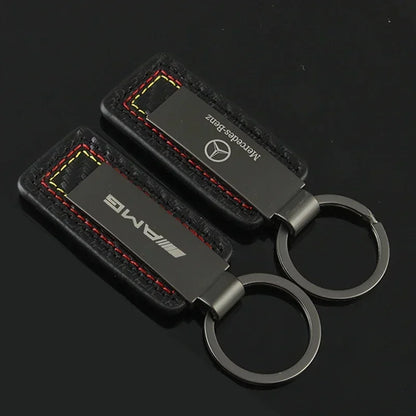 Mercedes Carbon Fiber Leather Keychain