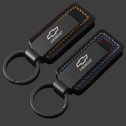 Chevrolet Leather Carbon Fiber Keychain