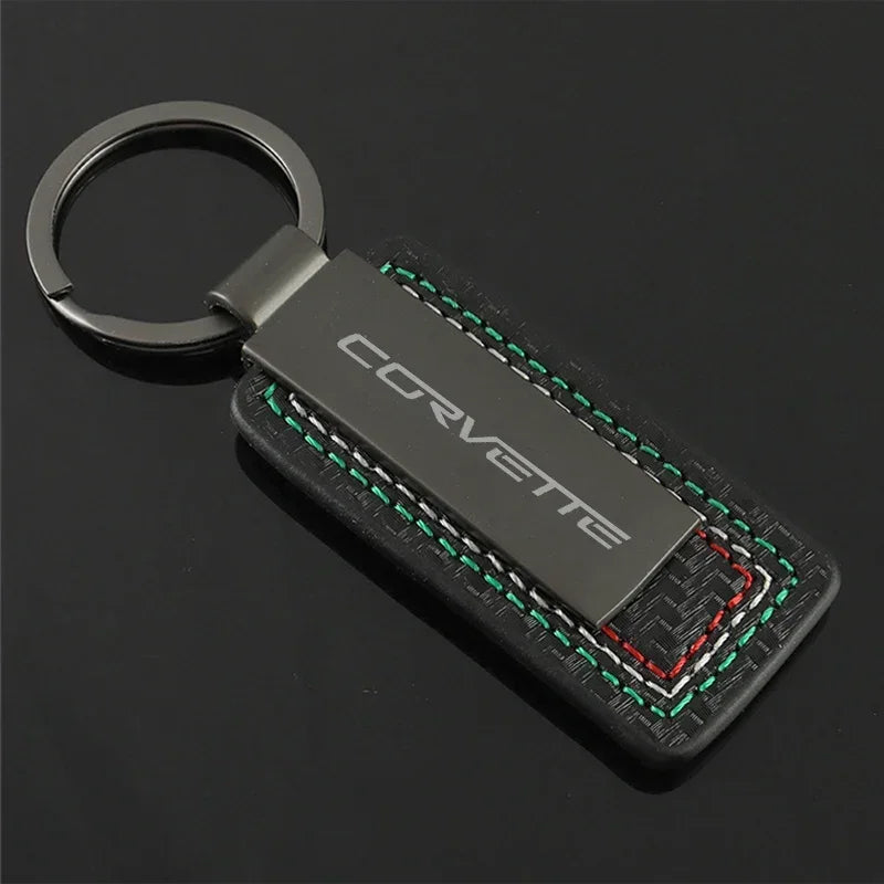 Chevrolet Leather Carbon Fiber Keychain