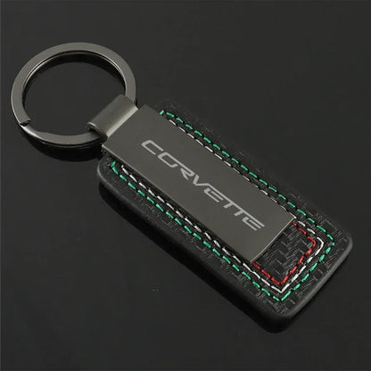 Chevrolet Leather Carbon Fiber Keychain
