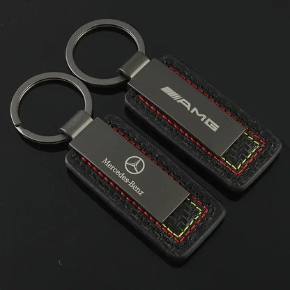Mercedes Carbon Fiber Leather Keychain