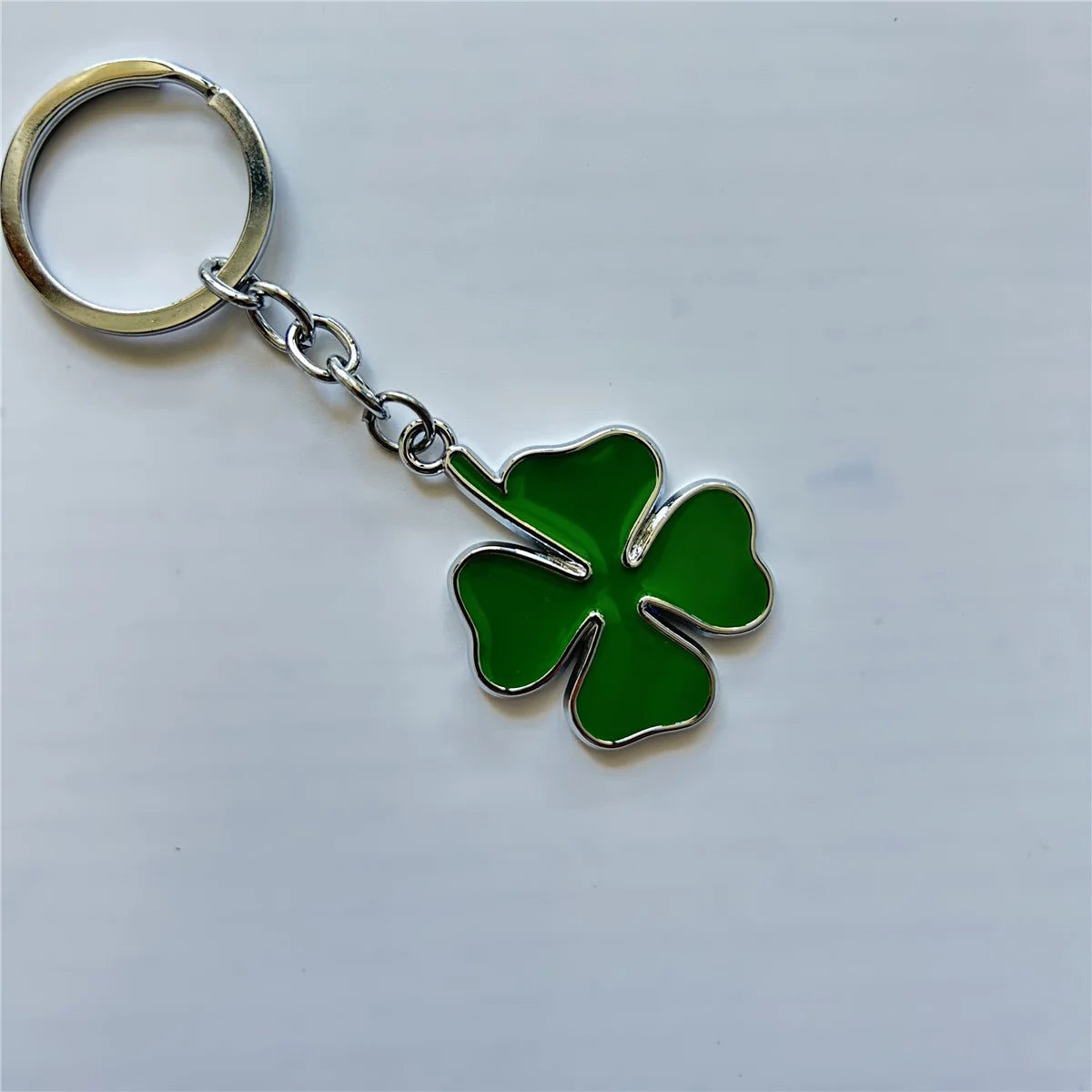 Green Four-Leaf Alloy Keychain