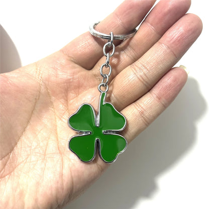 Green Four-Leaf Alloy Keychain