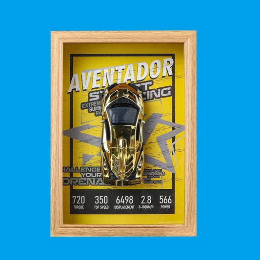 Chrome Aventador 3D Metal Racing Car Brown Frame