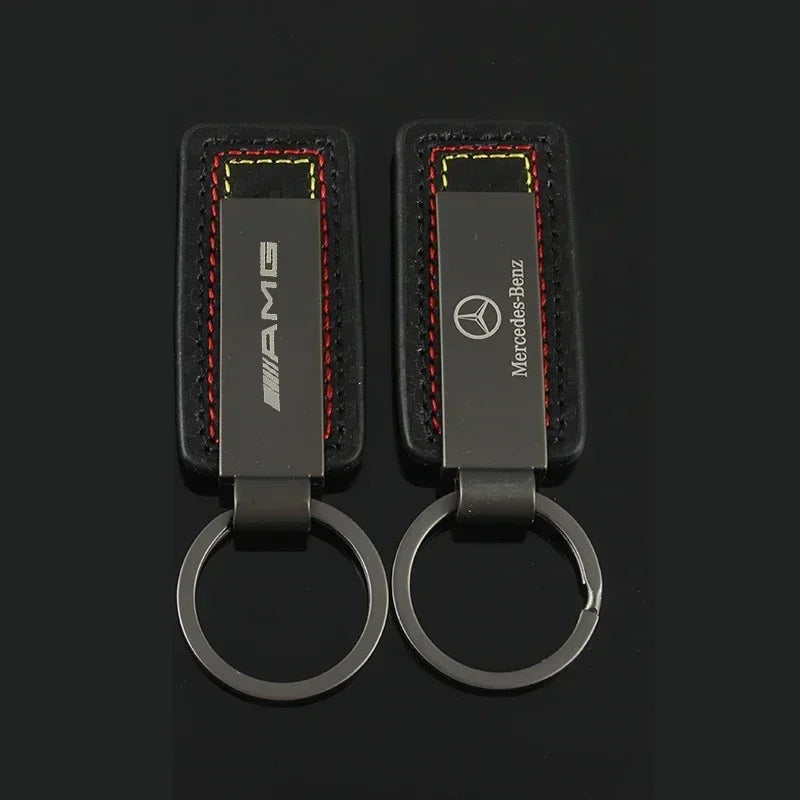 Mercedes Carbon Fiber Leather Keychain