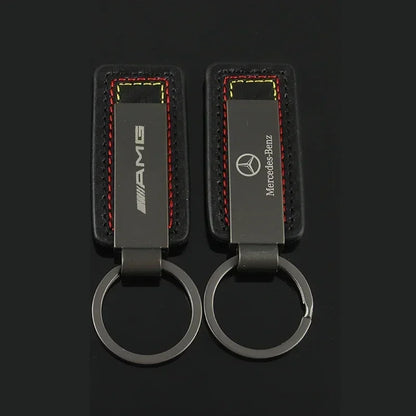 Mercedes Carbon Fiber Leather Keychain