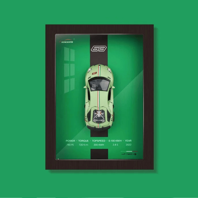 Green Aventador 3D Metal Racing Car Black Frame