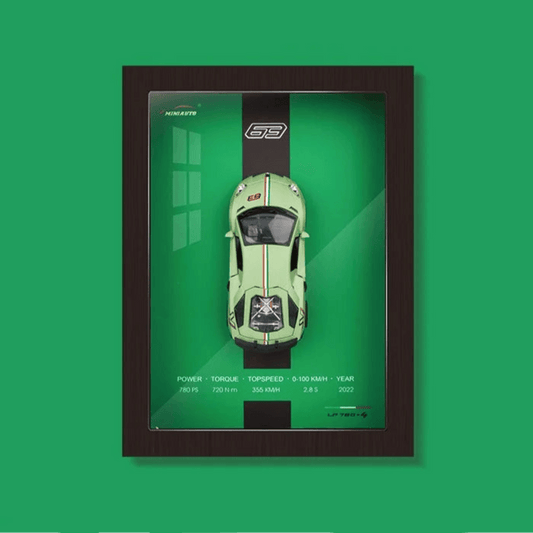 Green Aventador 3D Metal Racing Car Black Frame