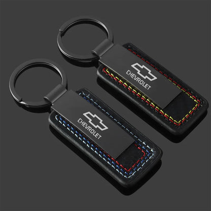Chevrolet Leather Carbon Fiber Keychain