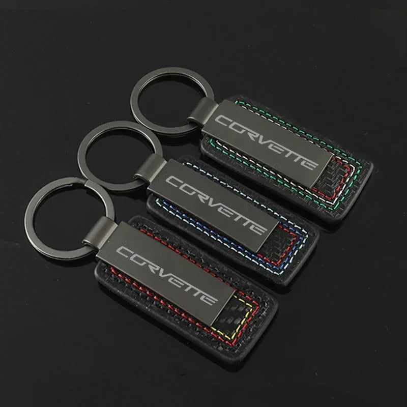 Chevrolet Leather Carbon Fiber Keychain
