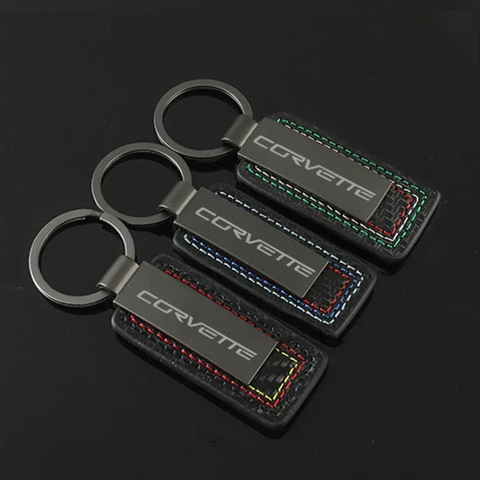 Chevrolet Leather Carbon Fiber Keychain