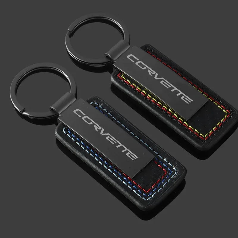 Chevrolet Leather Carbon Fiber Keychain