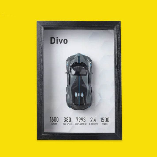 Black Bugatti 3D Metal Racing Car Black Frame