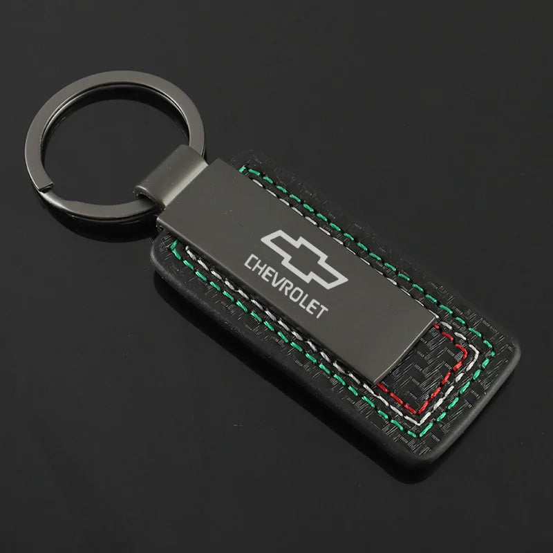 Chevrolet Leather Carbon Fiber Keychain