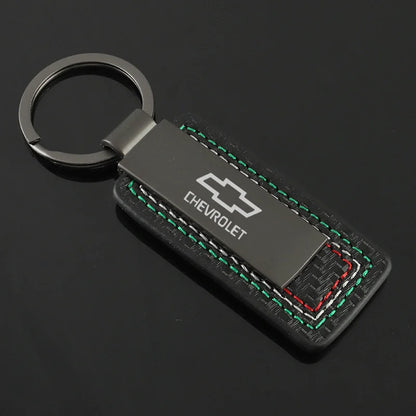 Chevrolet Leather Carbon Fiber Keychain