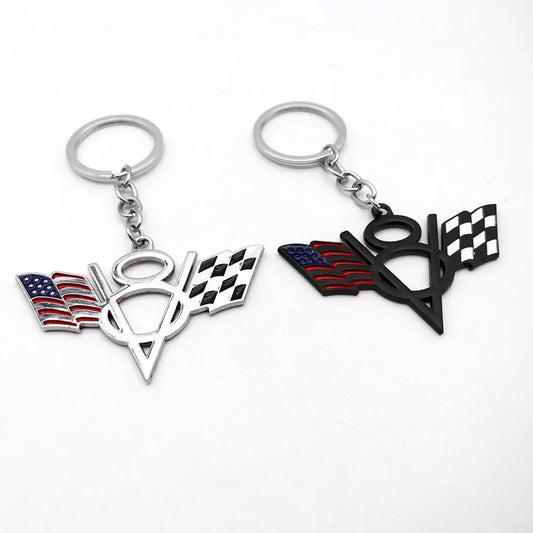 V8 Metal Keychain