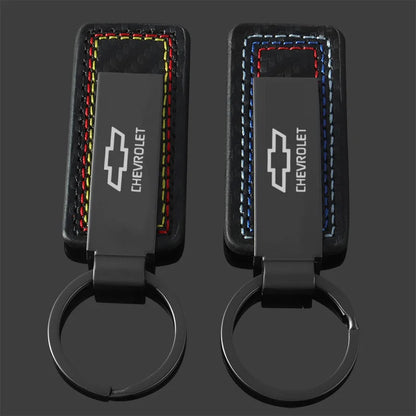Chevrolet Leather Carbon Fiber Keychain