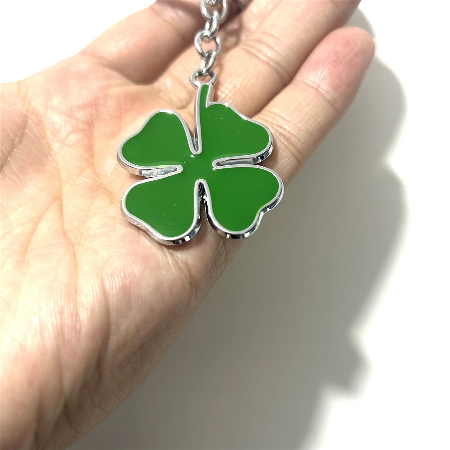 Green Four-Leaf Alloy Keychain
