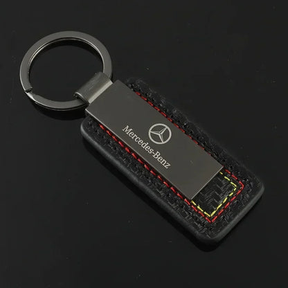 Mercedes Carbon Fiber Leather Keychain