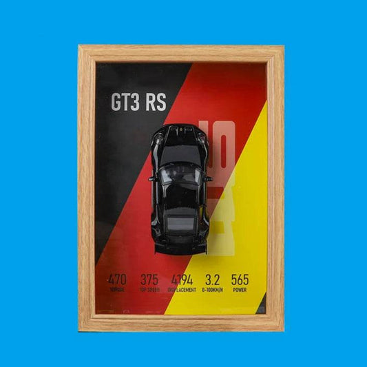 Black GT3 RS 3D Metal Racing Car Brown Frame