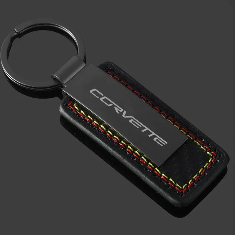 Chevrolet Leather Carbon Fiber Keychain
