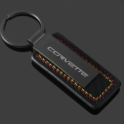 Chevrolet Leather Carbon Fiber Keychain