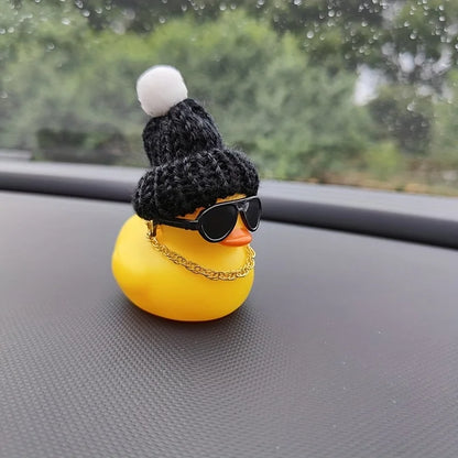 Cute Black Knitted Hat and Sunglasses Duck