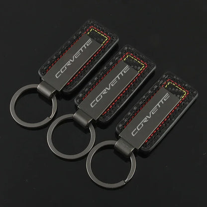 Chevrolet Leather Carbon Fiber Keychain