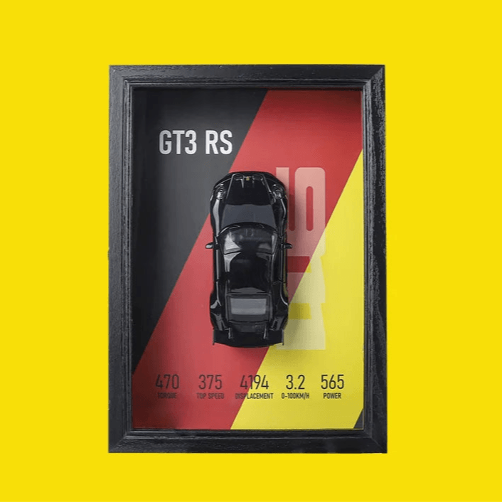 Black GT3 RS 3D Metal Racing Car Black Frame