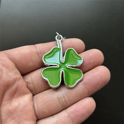 Green Four-Leaf Alloy Keychain